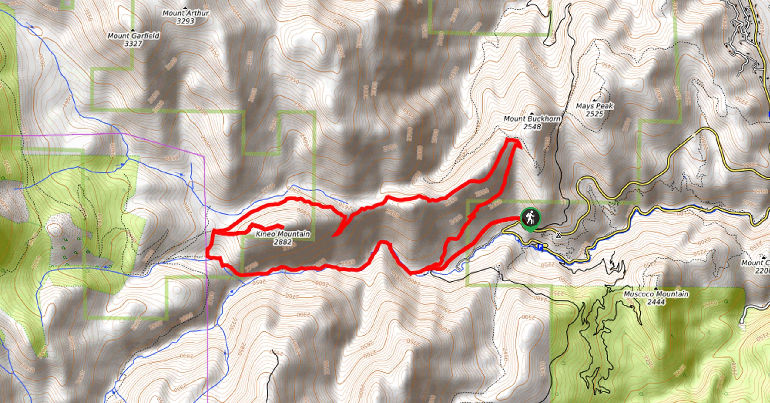 Kineo Mountain and Mount Buckhorn via Seven Bridges Trail Map