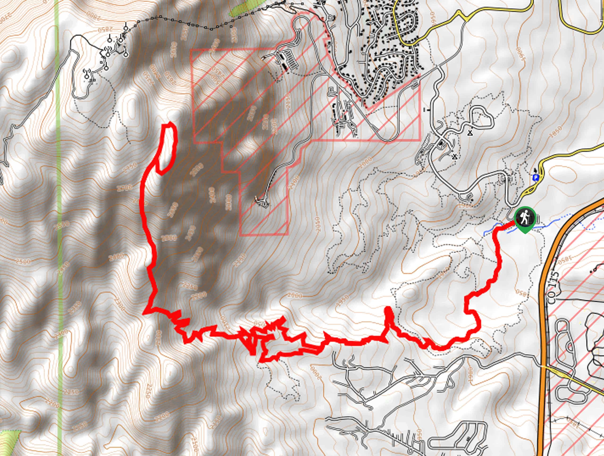 Cheyenne Mountain via Talon and Dixon Trails Map