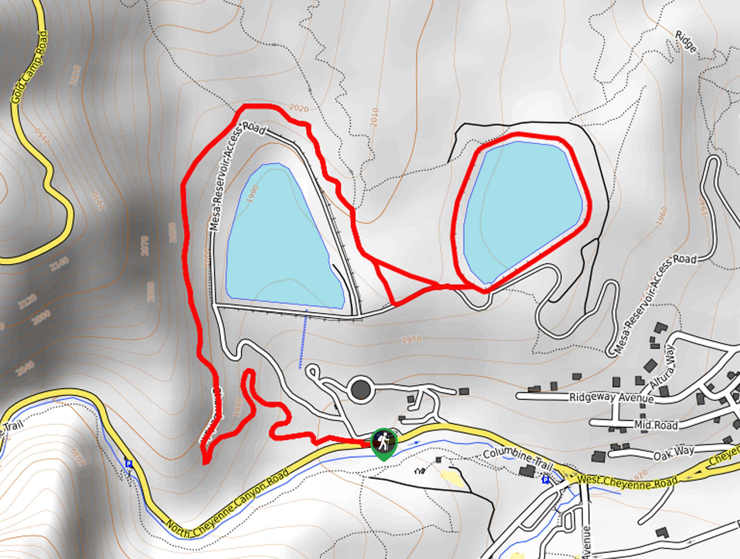 Gold Camp Reservoir and South Suburban Loop Map
