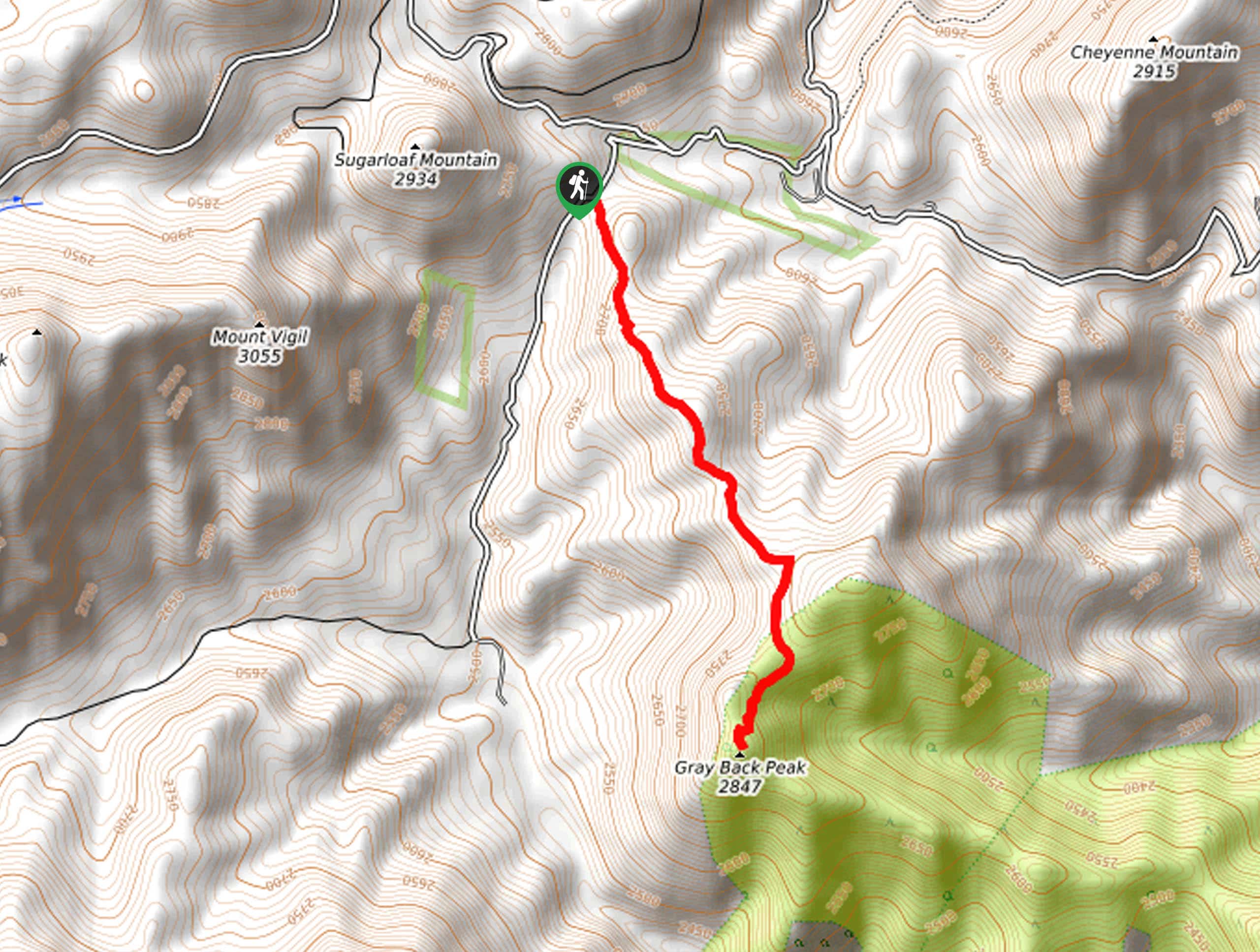 Gray Back Peak Trail Map