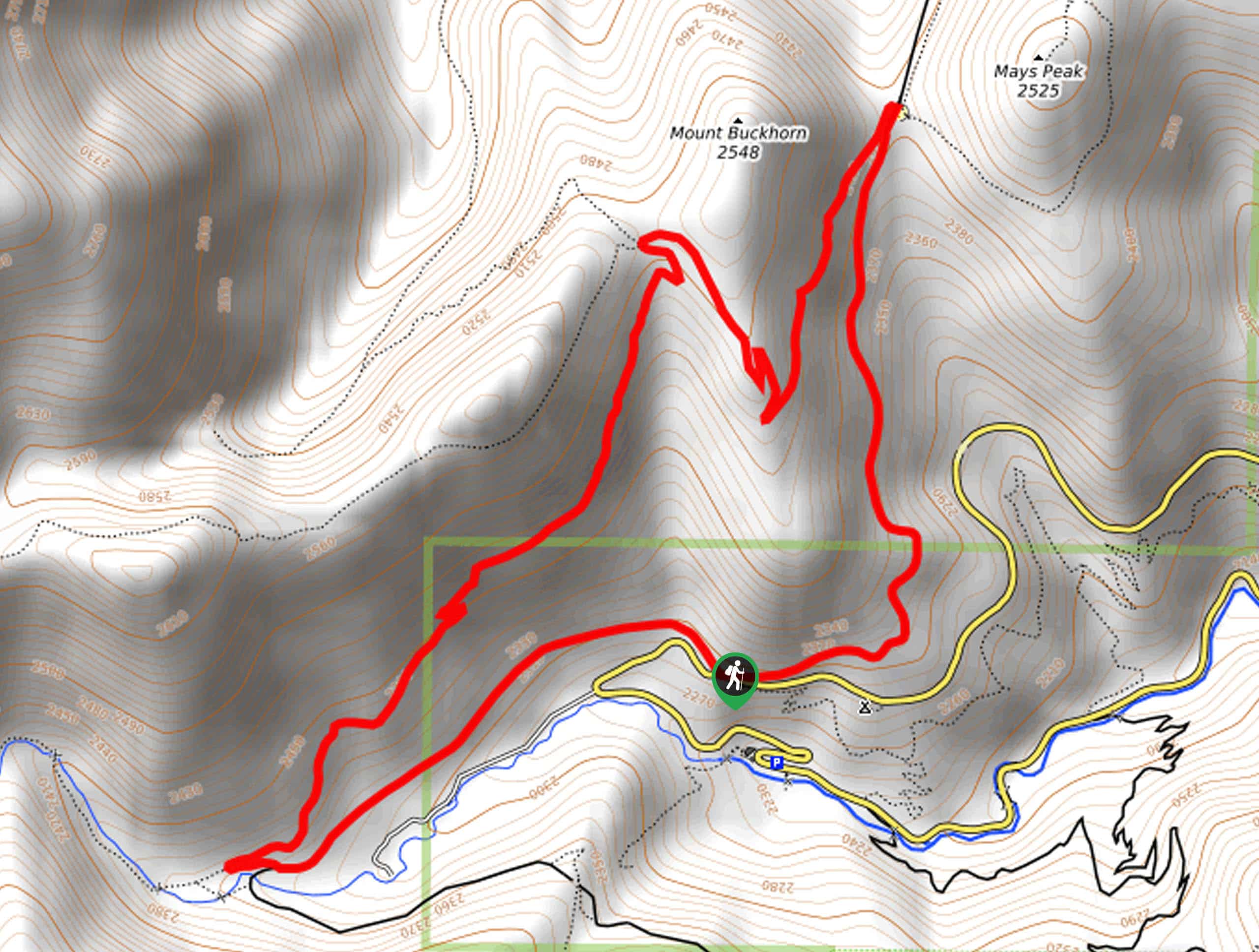 Mount Buckhorn via High Drive Trail Map
