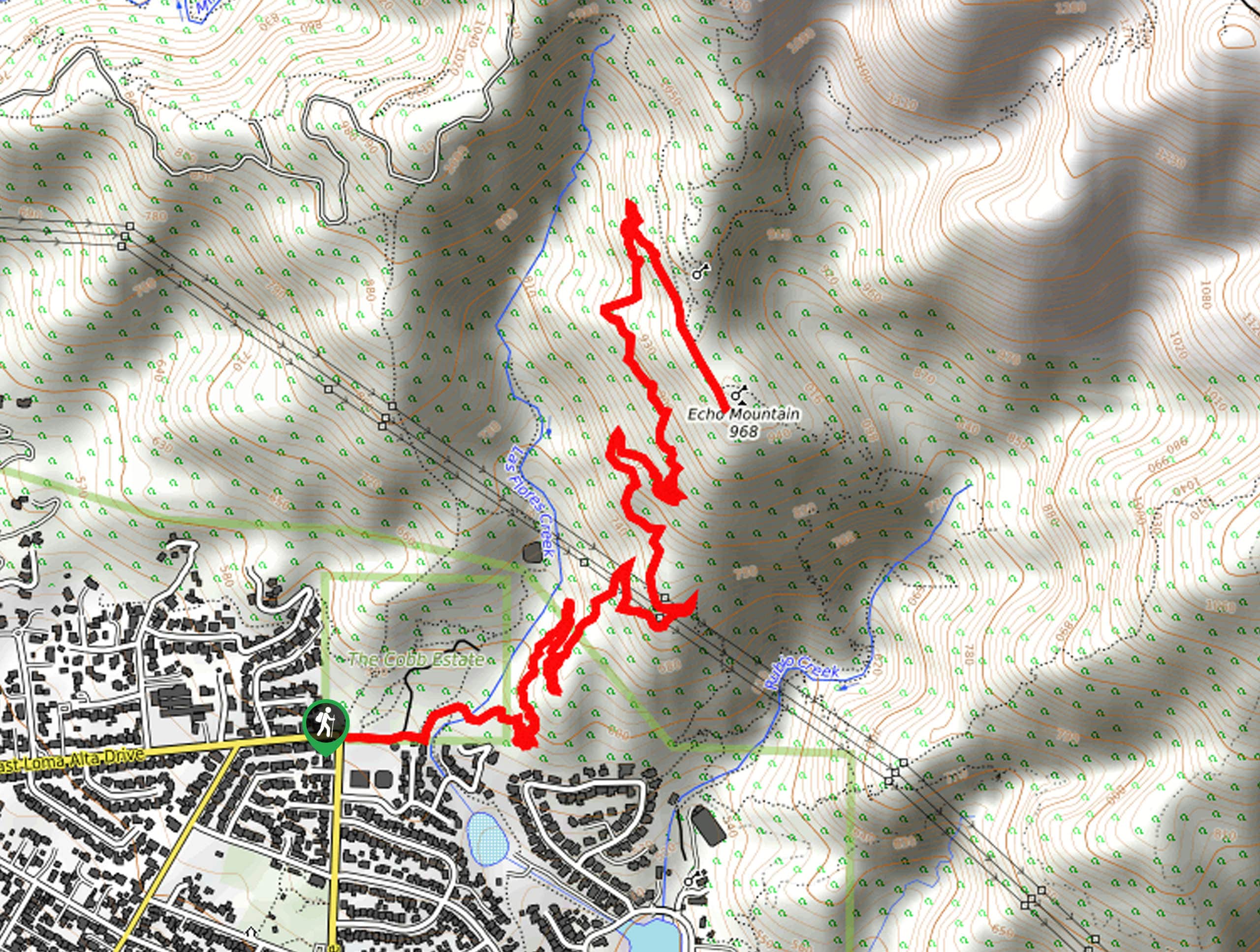 Echo Mountain via Sam Merrill Trail Map