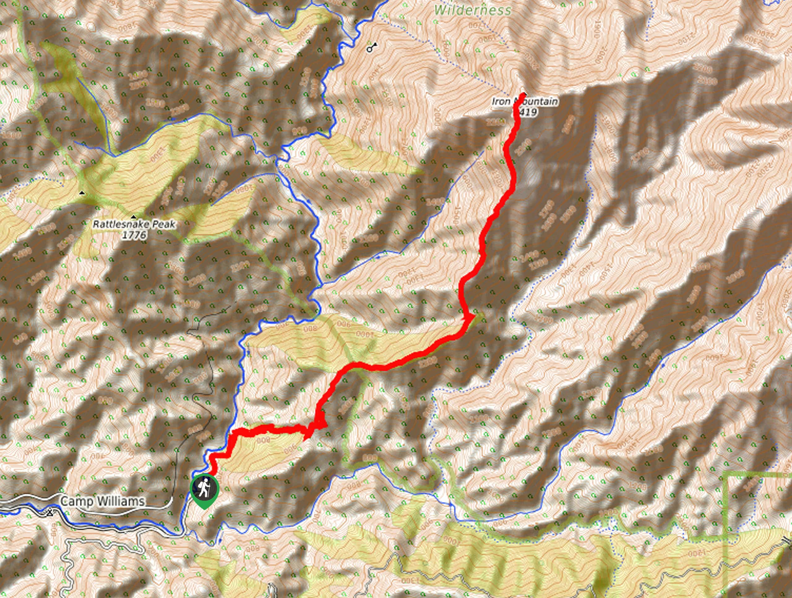 Iron Mountain via Heaton Flats Trail Map