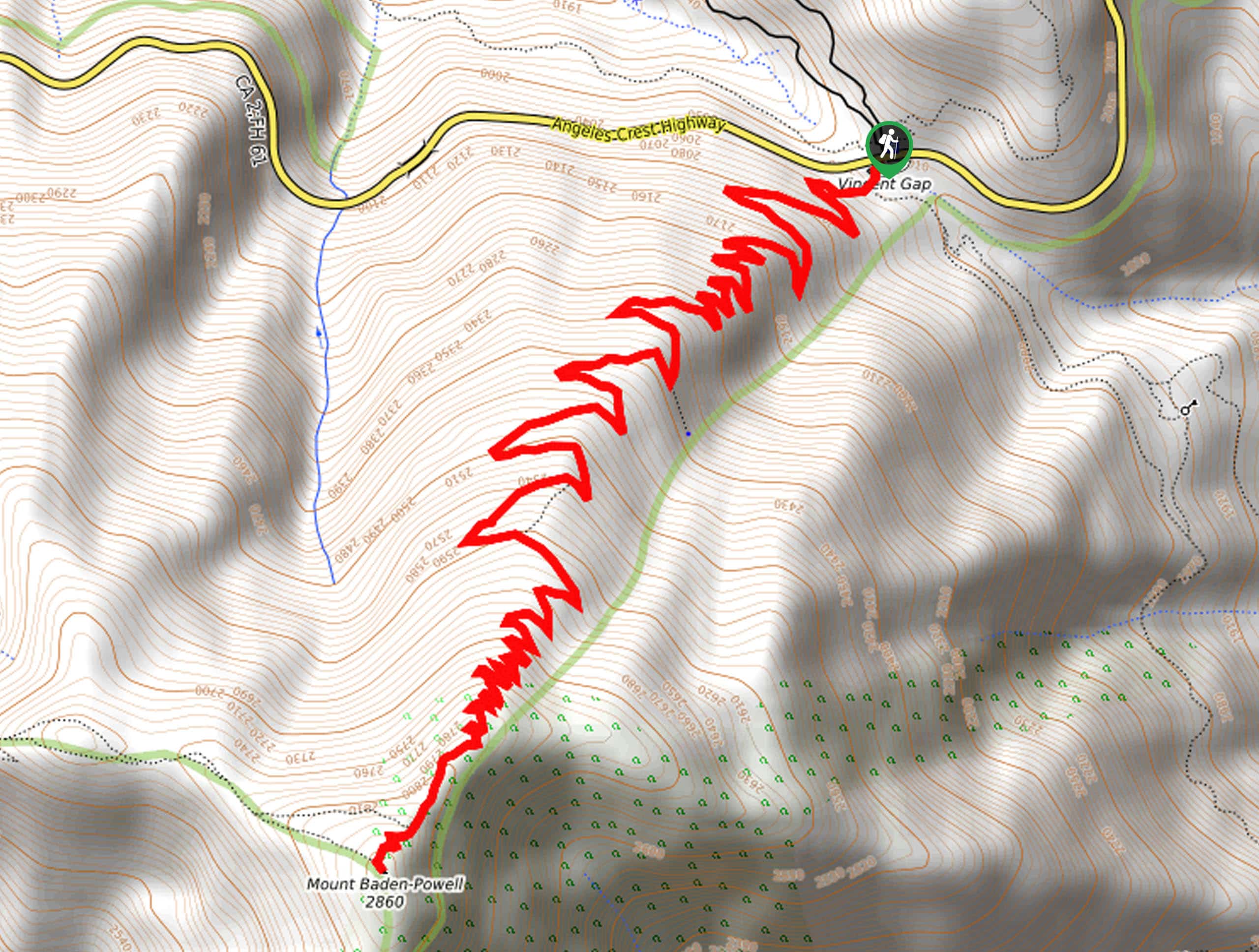 Mount Baden Powell Trail Map