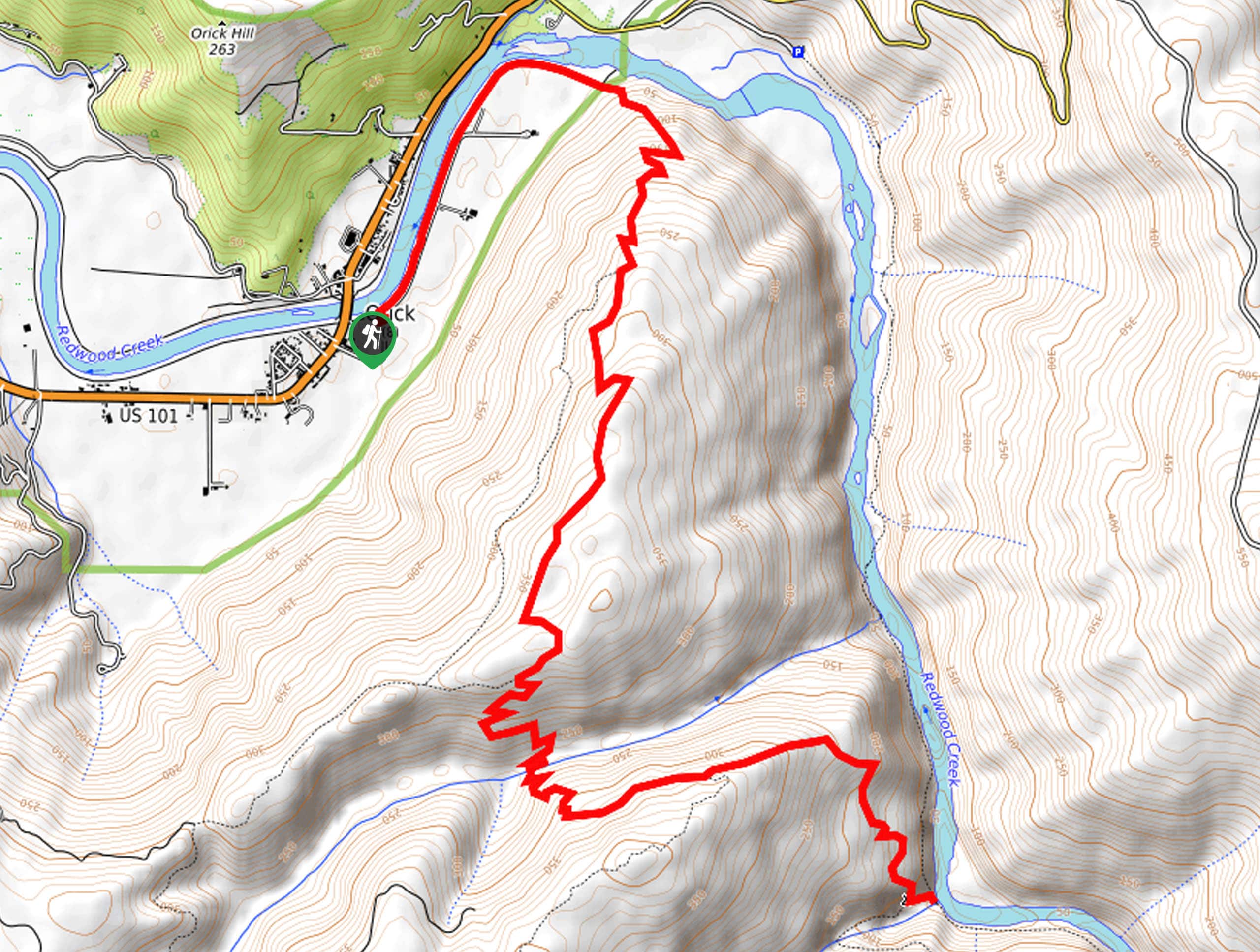 Orick Horse Trails to Elam Camp Map