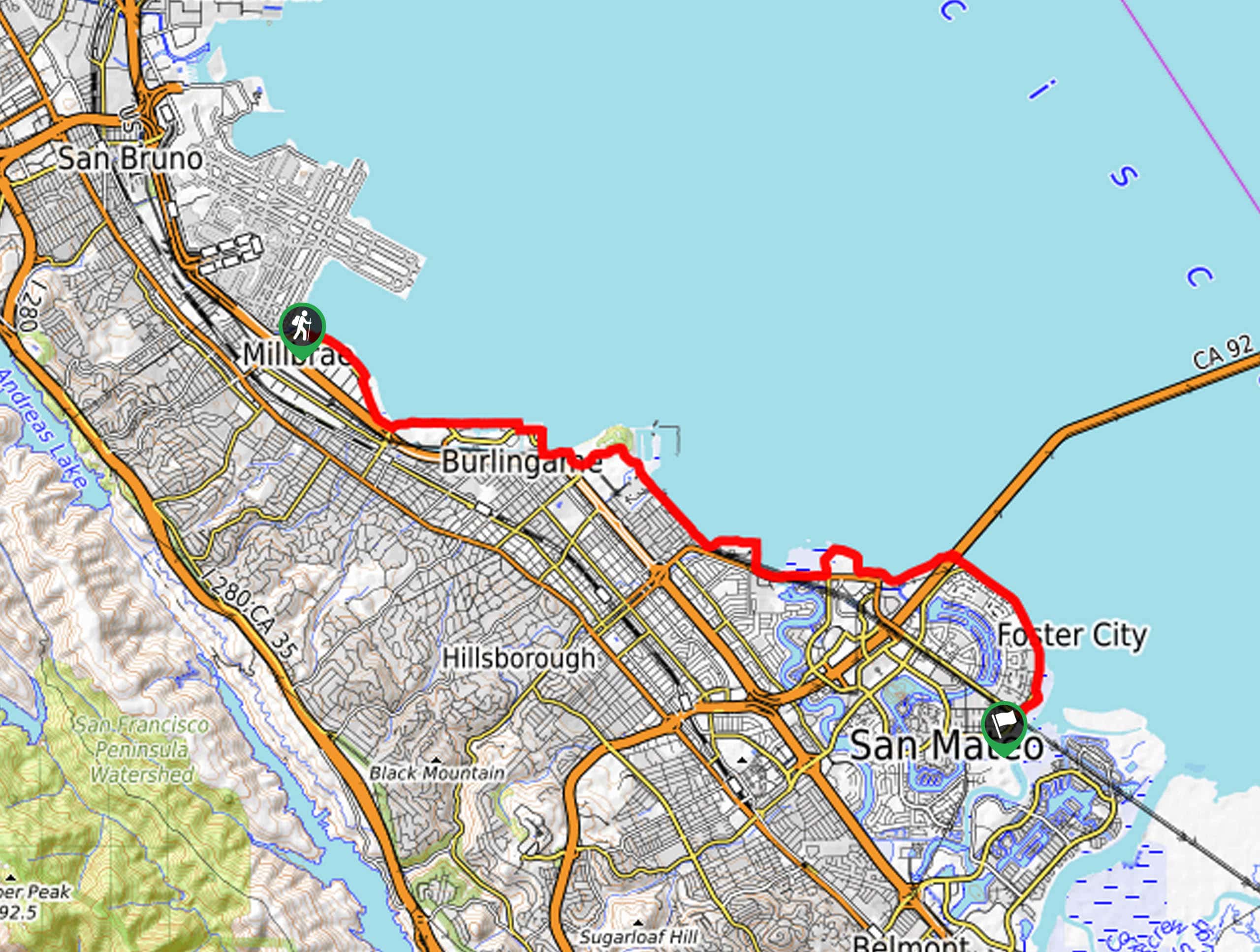 San Francisco Bay Trail: Foster City Map