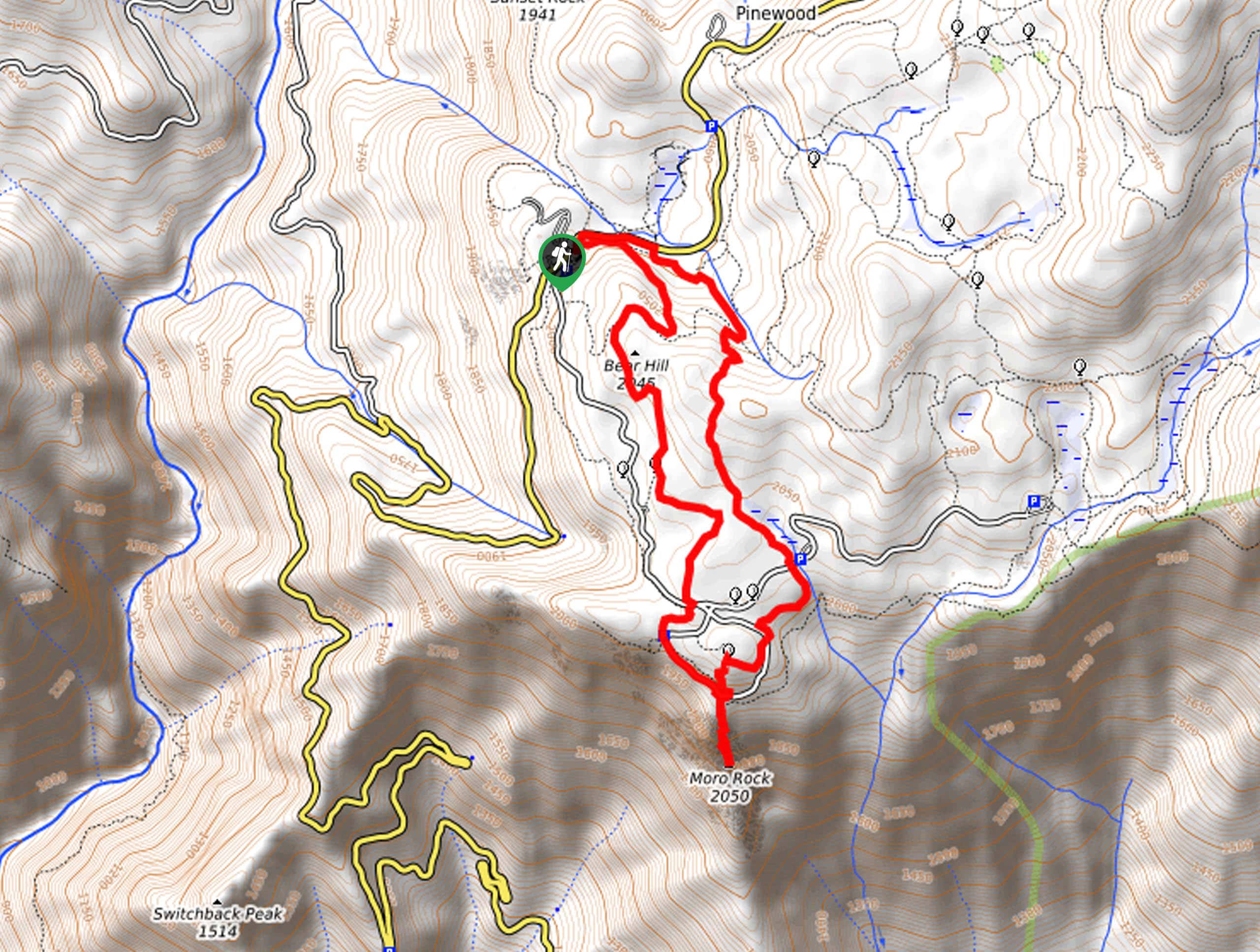 Bear Hill and Moro Rock Loop Trail Map