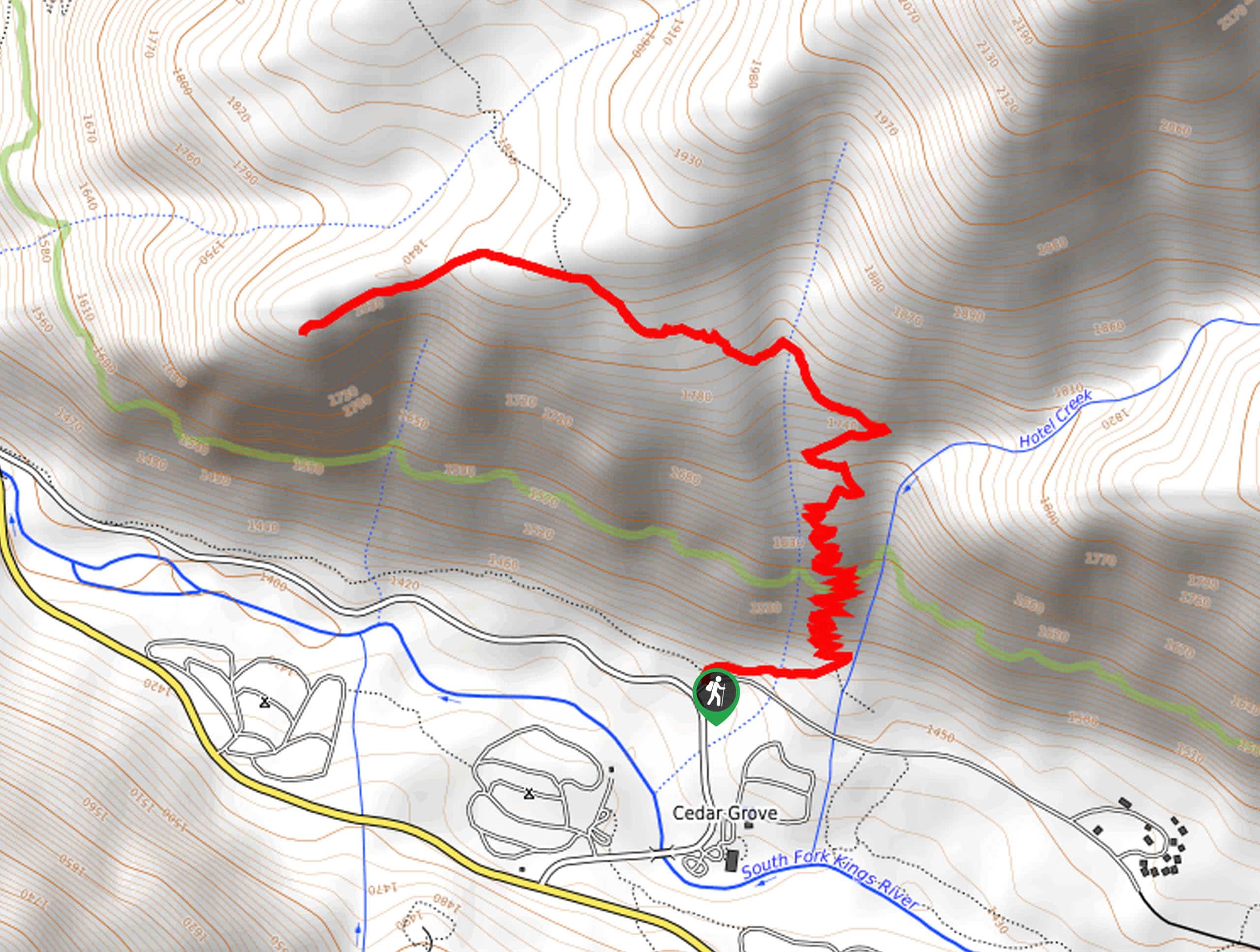 Cedar Grove Overlook Hike Map