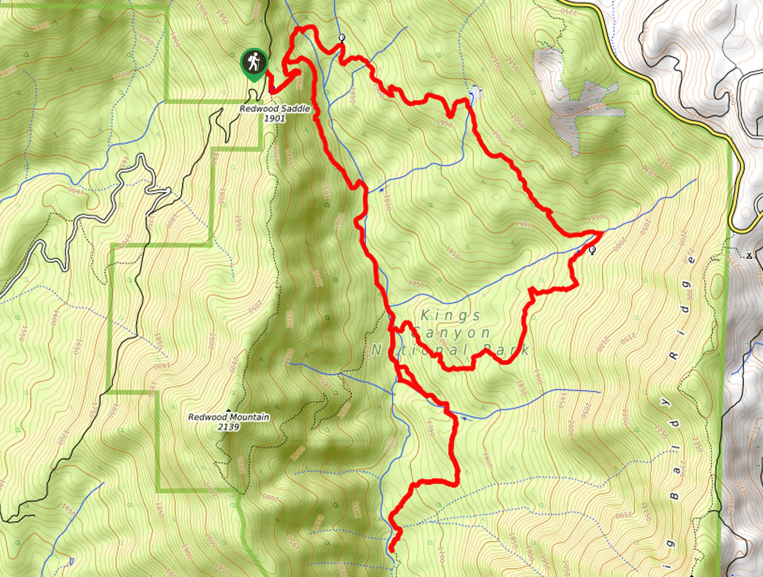 Redwood Canyon and Redwood Creek Hike Map