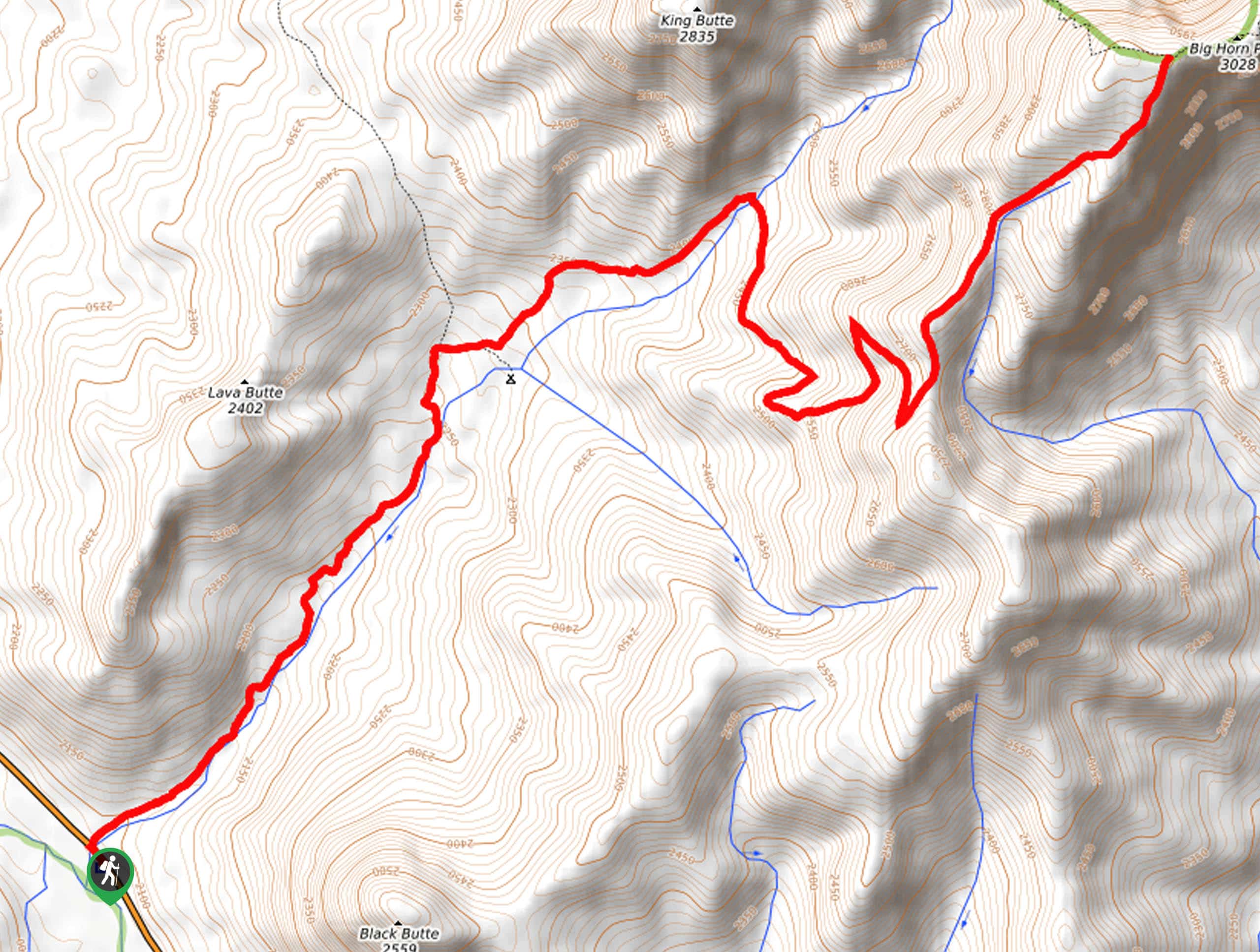 Black Butte Trail to Big Horn Peak Map