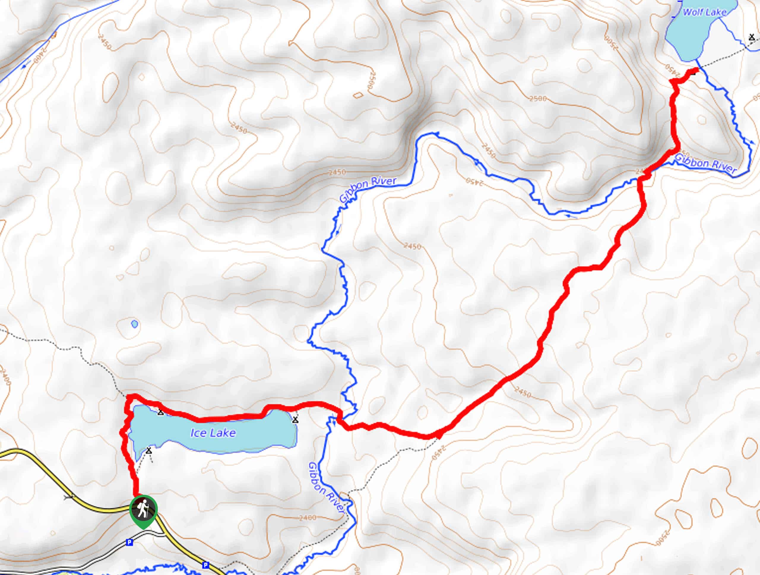 Ice Lake to Wolf Lake Trail Map