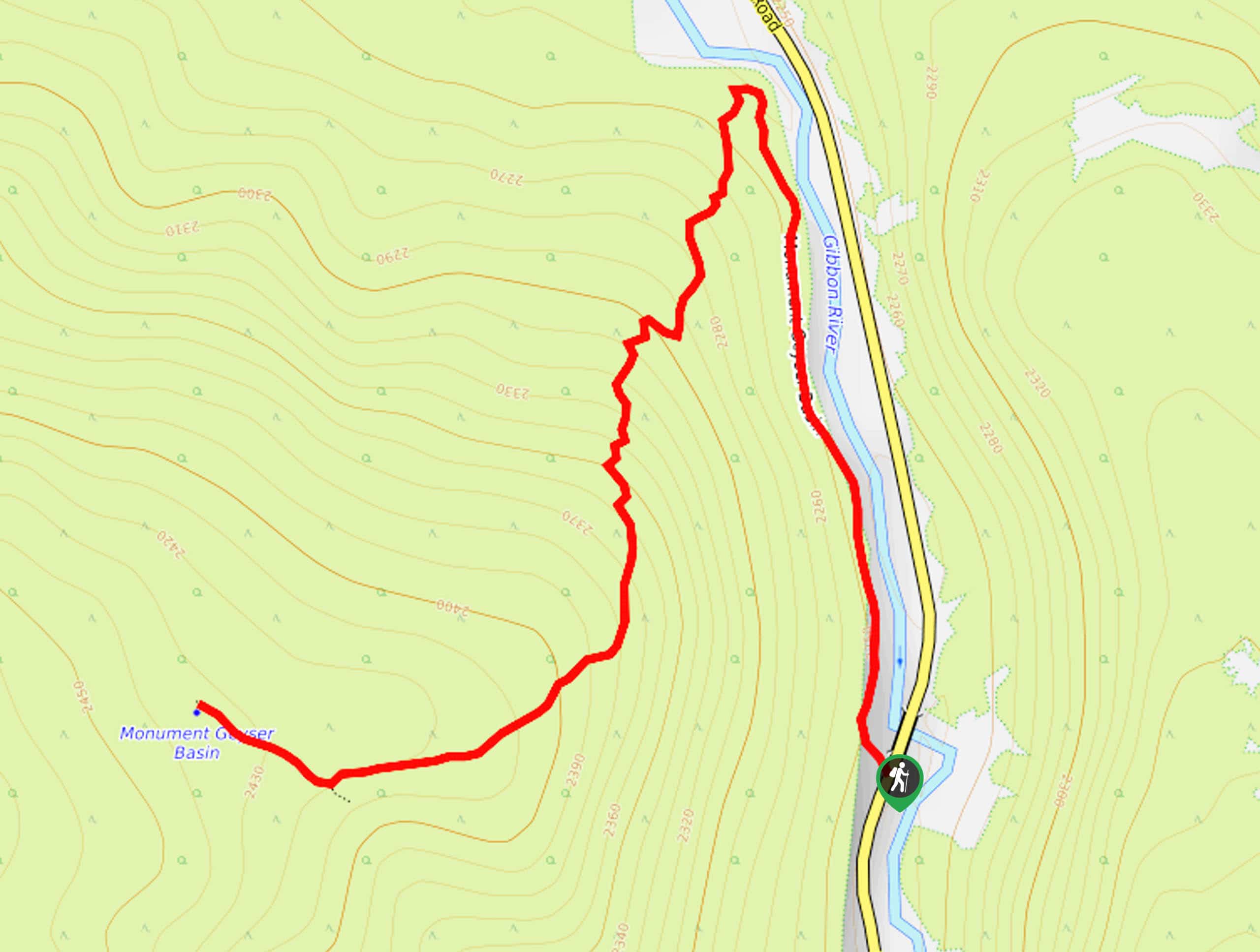 Monument Geyser Basin Trail Map