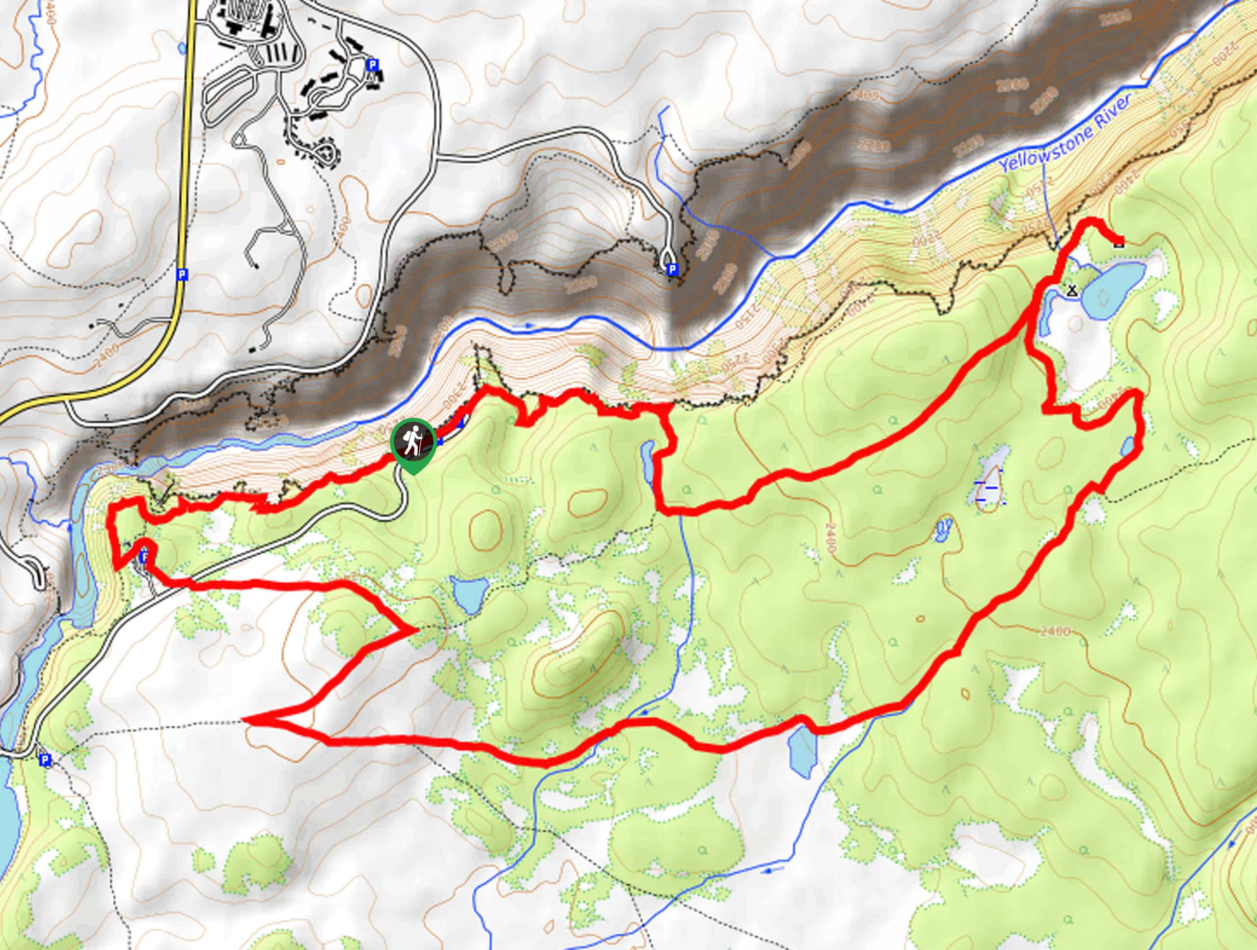 South Rim to Ribbon Lake Loop Map
