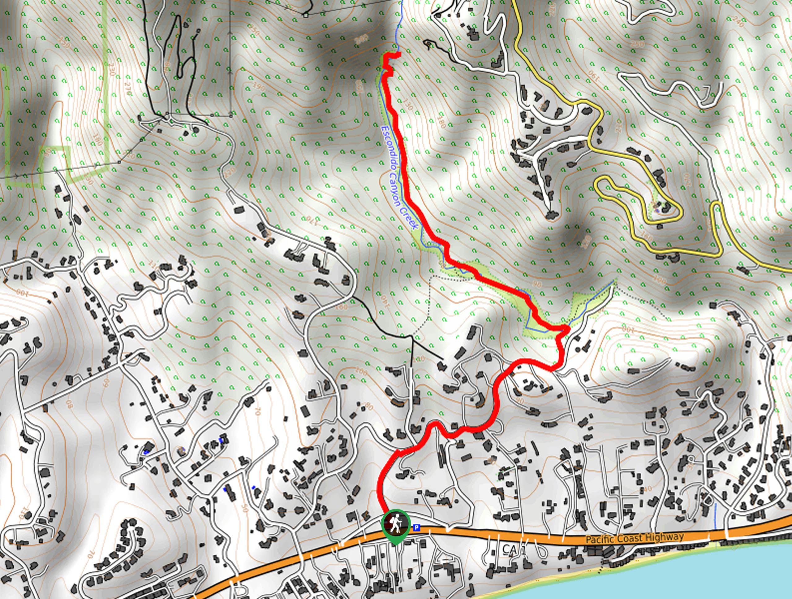 Escondido Falls Trail Map