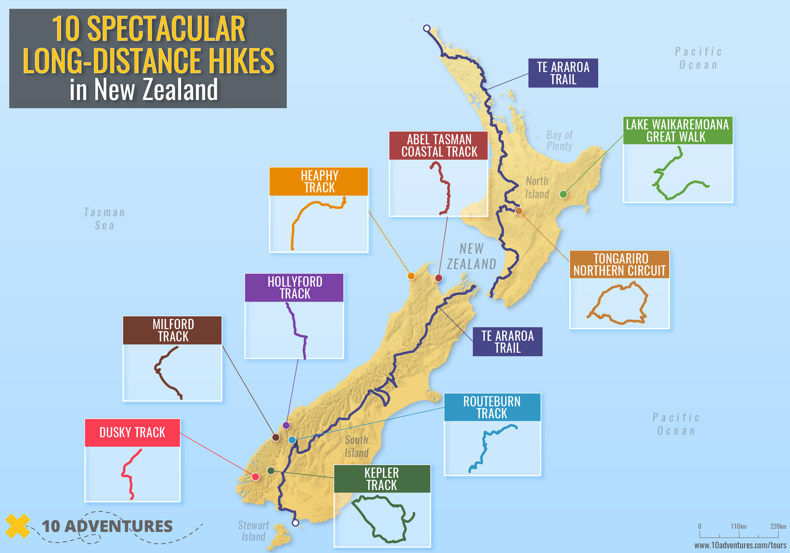 Best Treks In New Zealand Map