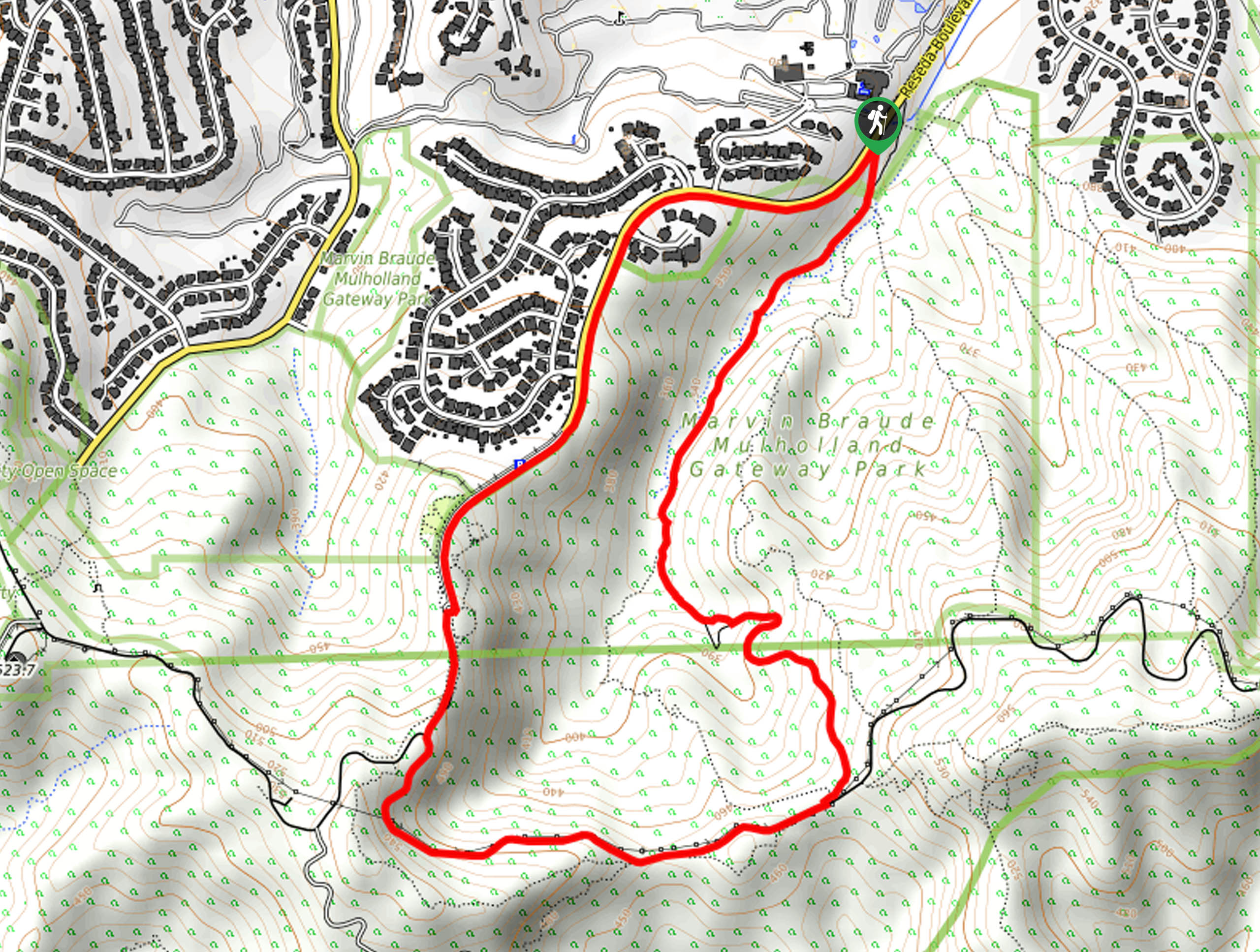 Caballero Canyon and Reseda Loop Trail Map