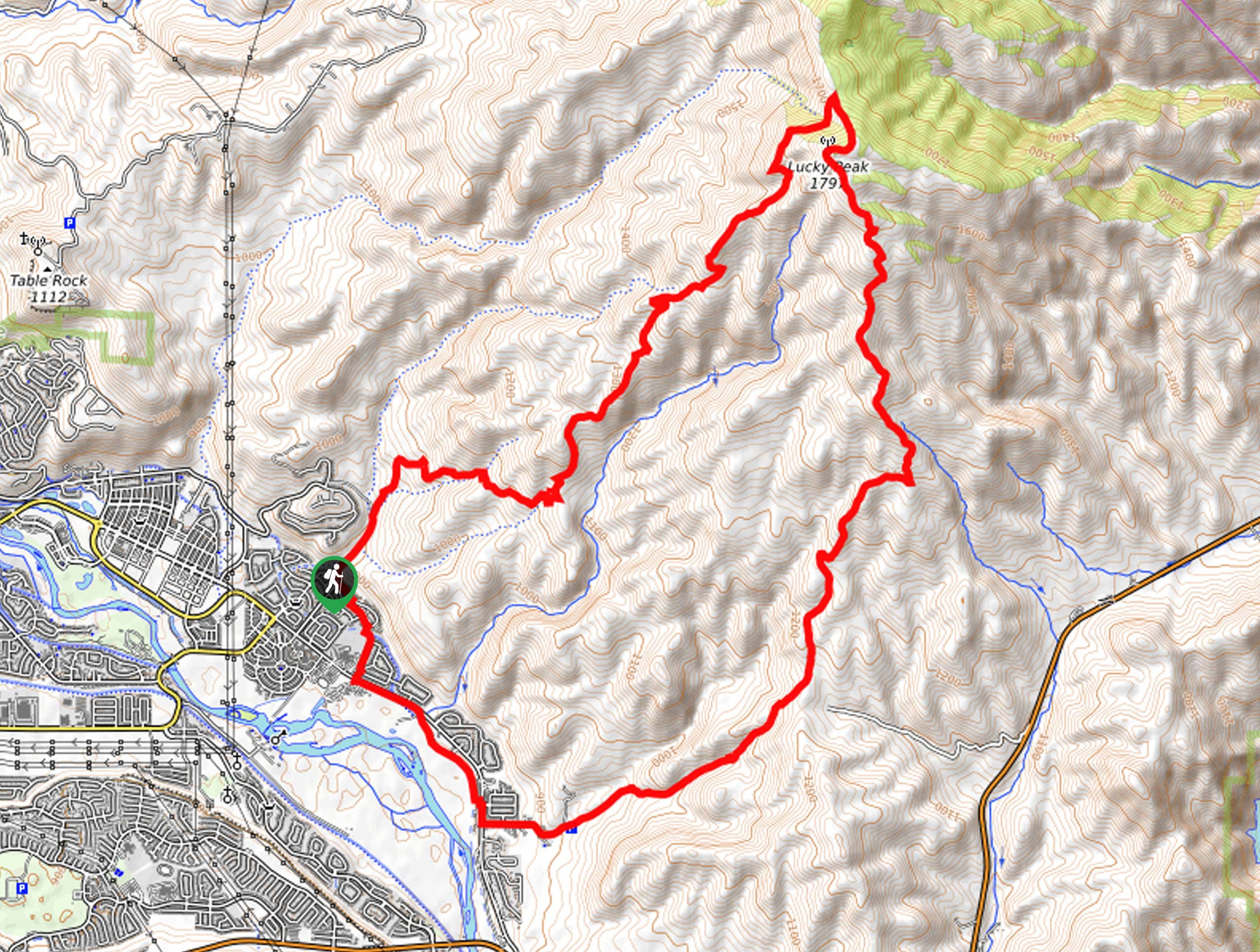 Lucky Peak Loop Hike Map