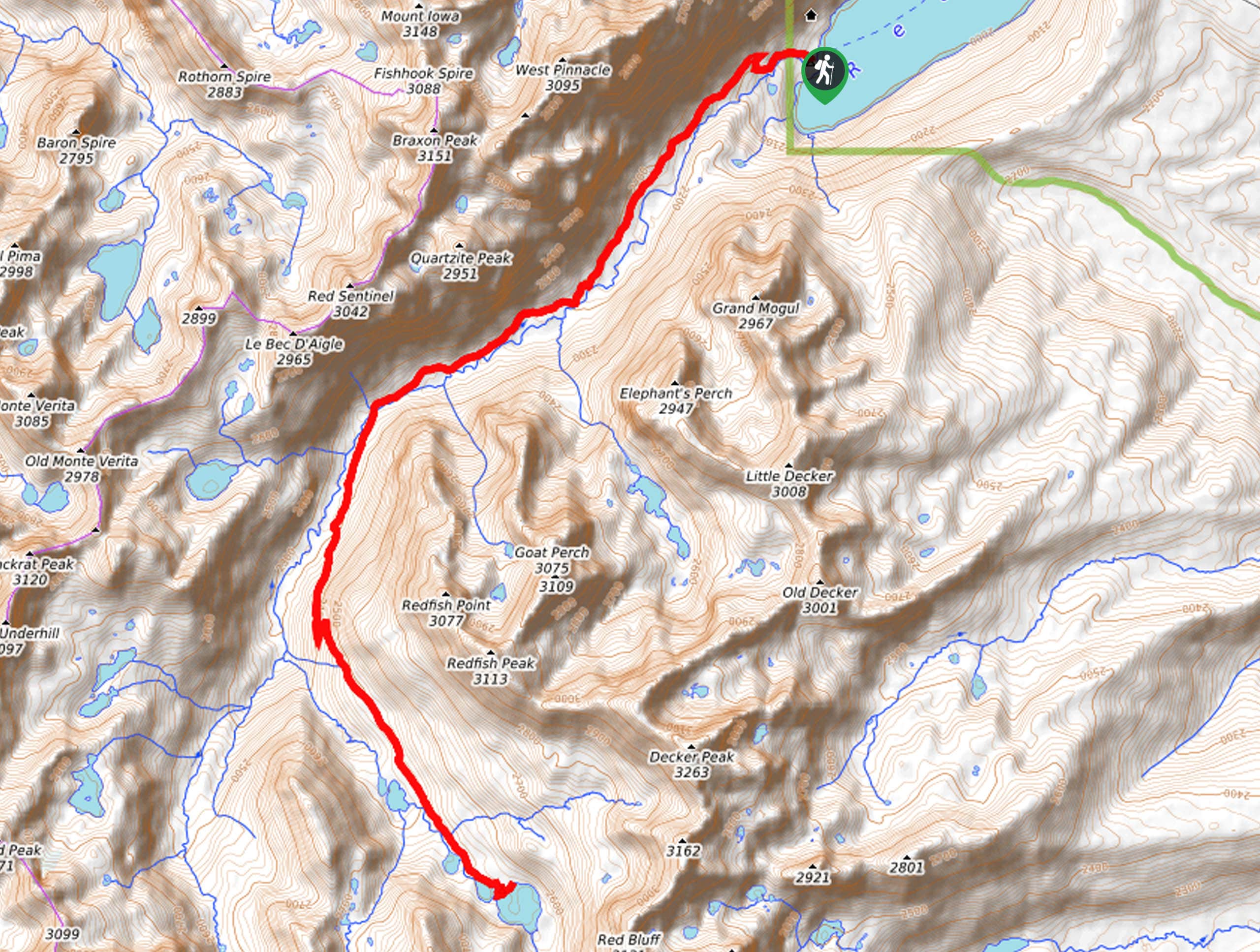 Redfish Inlet to Cramer Lakes Hike Map