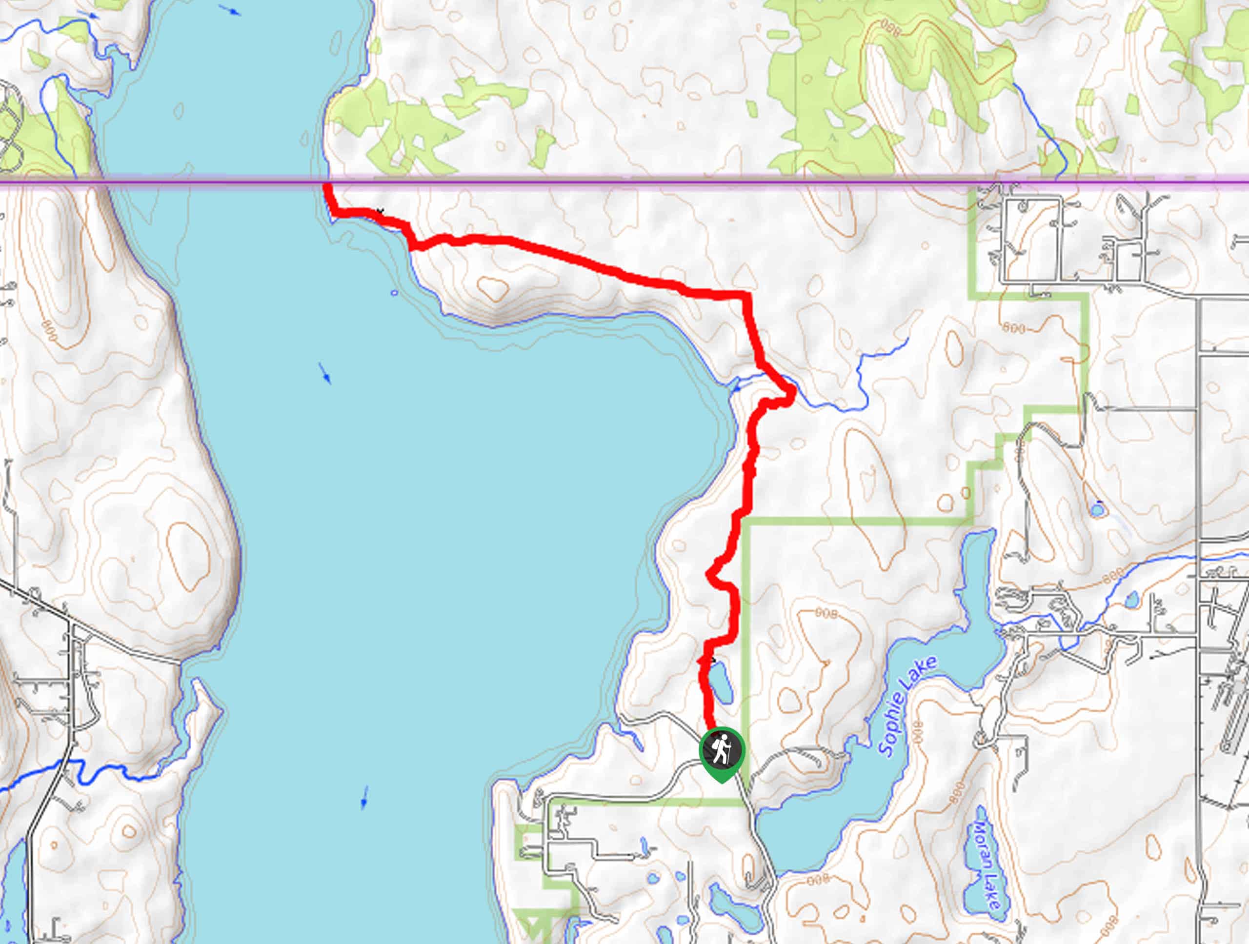 Swisher Lake to Gateway Boat Camp Hike Map