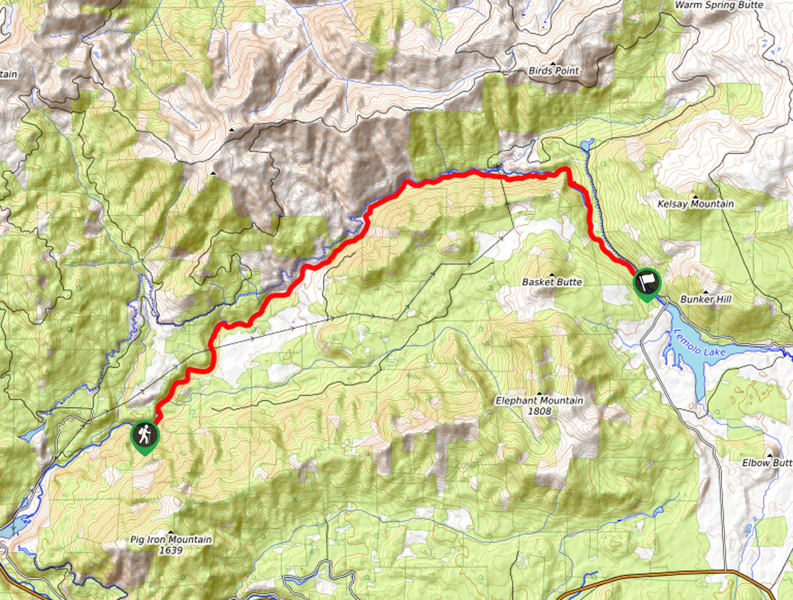 North Umpqua Trail: Dread and Terror Segment Map