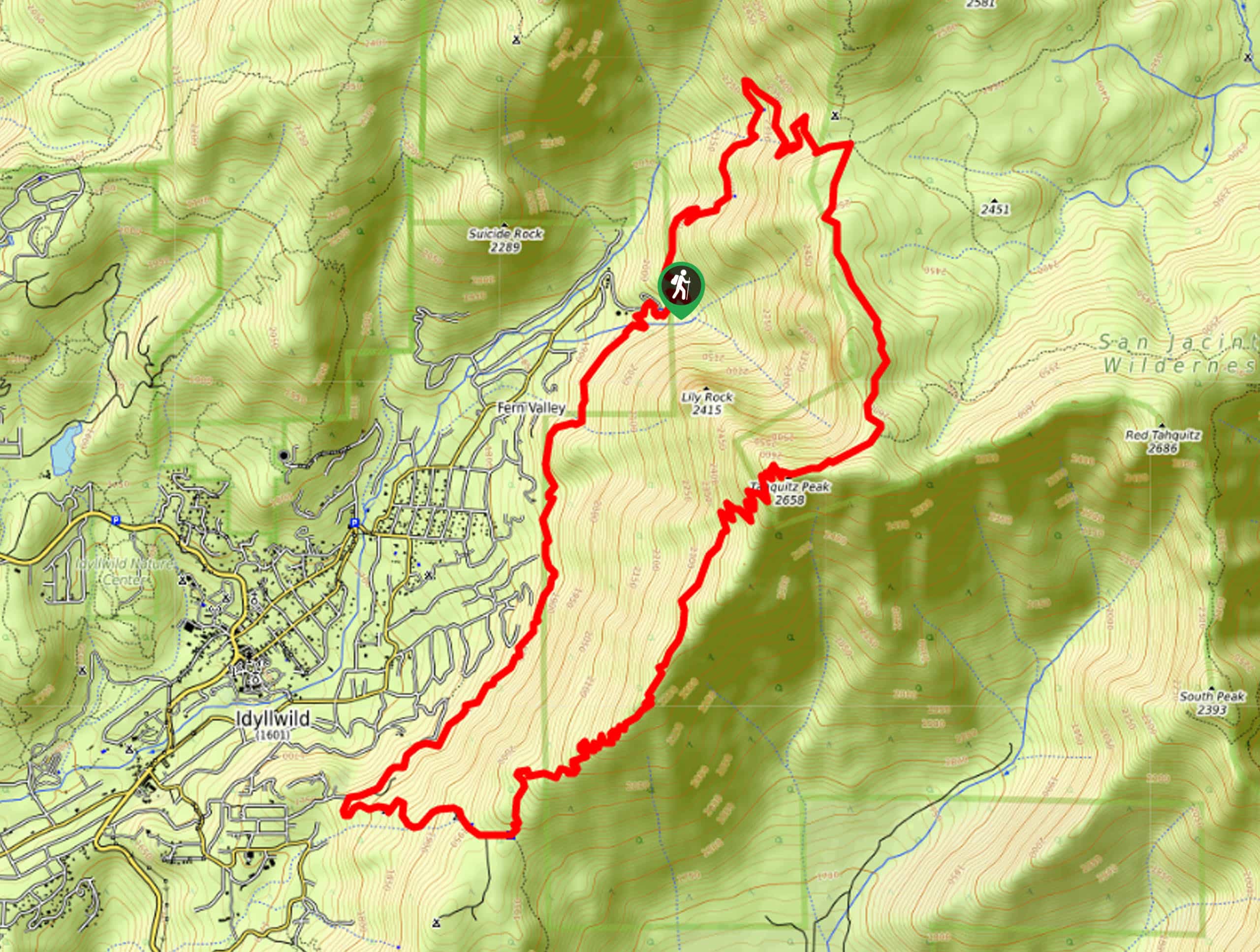 Tahquitz Peak Loop Hike Map