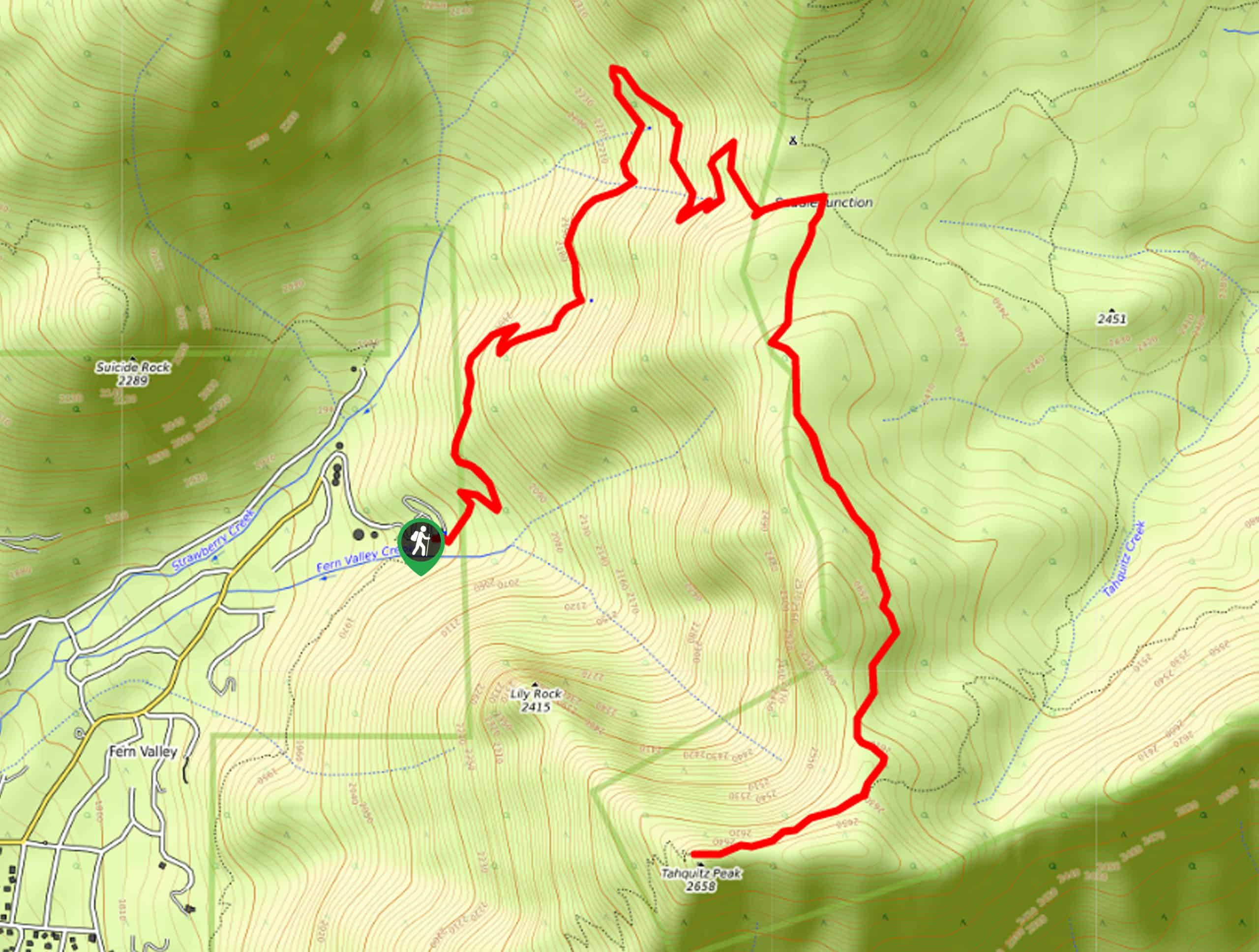 Tahquitz Peak via Devil’s Slide Trail Map