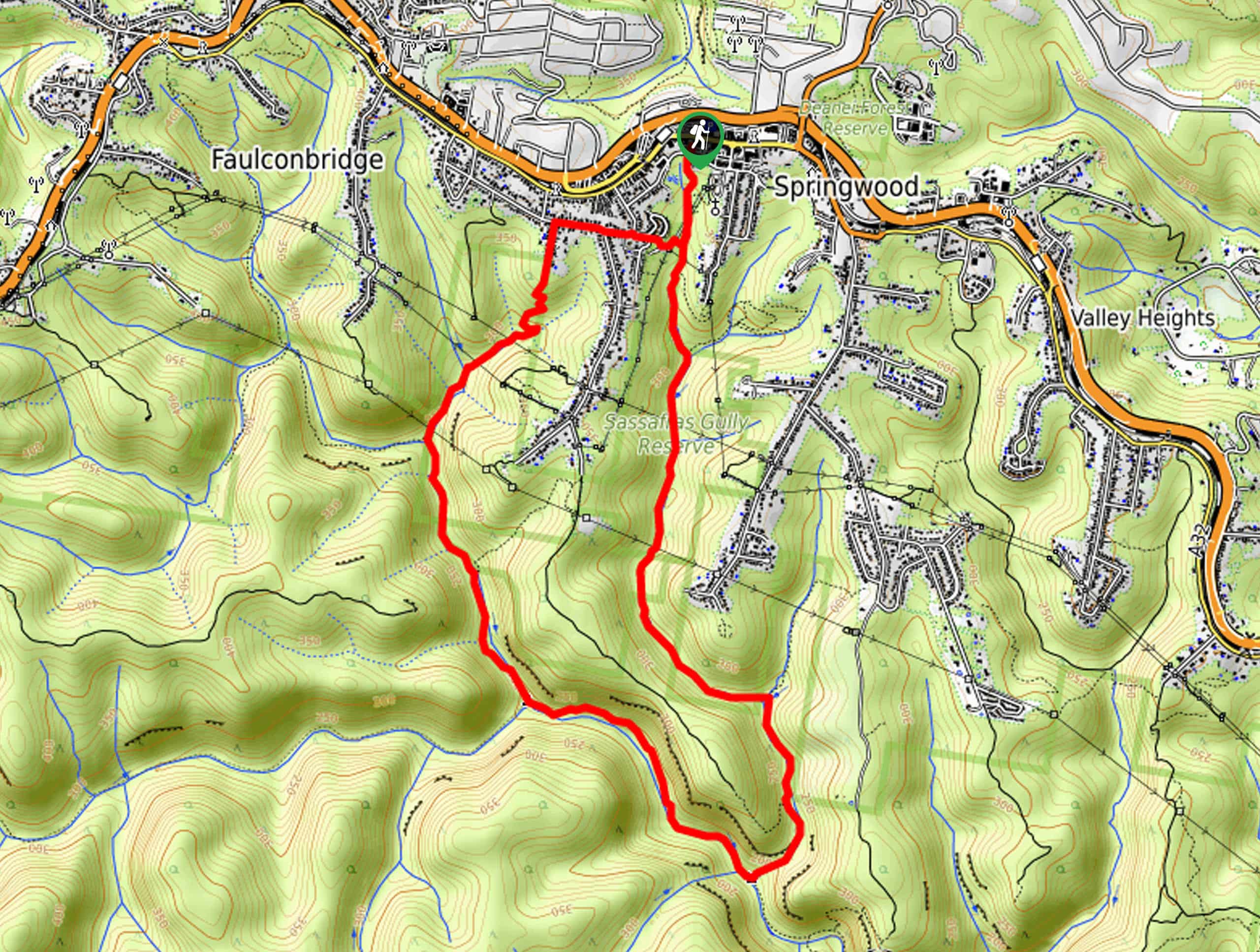 Sassafras Gully, Victory Track, and Magala Gully Loop Walk Map