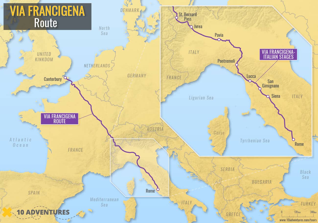 The Via Francigena Route Map